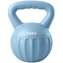 SPORTNOW Kettlebell 14 kg, poignée antidérapante, coque PP et sable, bleu, musculation à domicile