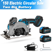 Kabellose Kreissäge, Bürstenloser Motor, 150 mm Sägeblatt, 54 mm Schnitttiefe, für 18V Makita Akkus mit 2 großen Akkus