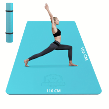 HAPBEAR Tapis de Yoga Extra Large, 8 mm, Bleu, TPE Écologique Antidérapant pour Pilates et Fitness