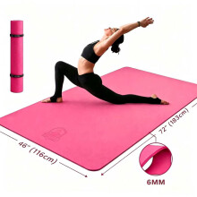 HAPBEAR Tapis de Yoga Extra Large, Rose, 8 mm, TPE Antidérapant pour Pilates et Fitness