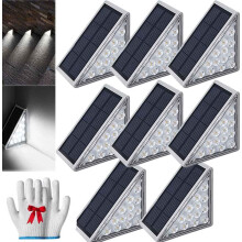 Curb Appeal Lights, conjunto de 8 luzes solares triangulares para degraus, IP67 impermeável, exterior