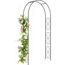 Outsunny Arco de Jardim em Metal, Design de Treliça, 114x30x230 cm, Preto