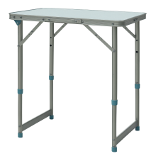 Outsunny Table de Camping Pliante, 60x45x64 cm, Aluminium et MDF Blanc, Hauteur Réglable, pour 2 Personnes