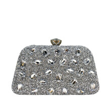 (Silver) New Silver Luxury Rhinestone Clutch, Elegant Women Evening Purse for Formal Dress & Cheongsam