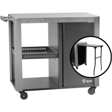 BBQ-Toro mesa de churrasco, 95 x 50 x 80 cm, aço, prata, com mesa dobrável e armário, para jardim
