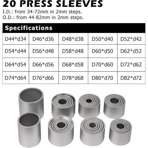 DAYUAN 28Pcs Professional Pull Press Sleeve Kit, Bushes Bushing Bearings Remov install Tool 2