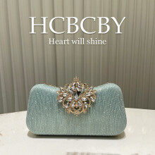 (Green (gold buckle)) New Mint Green Rhinestone Buckle Striped Clutch, Women Elegant Box‑Shaped Evening Purse