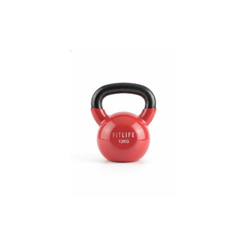 Kettlebell - FITLIFE - 12 KG - Acier - Rouge - Usage intensif