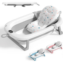 JUPPLIES banheira de bebé dobrável, com almofada ergonómica, termómetro digital e pés antiderrapantes, 75x45x20 cm