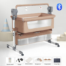 MAGIC ZC Lit Cododo Électrique 3-en-1, Berceau Portable avec Balancement Intelligent, Marron