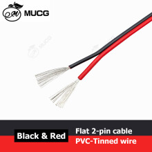 Sähkökaapeli, 2 pinniä, musta ja punainen, 26 AWG, 20 m, tasainen autoalan LED-johto