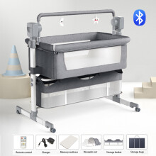 MAGIC ZC Lit cododo électrique 3-en-1, berceau portable avec balancement intelligent 5 vitesses, hauteur réglable et roulettes