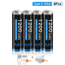CITYORK Lot de 4 Piles Rechargeables Li-ion AA et AAA 1,5 V USB Type-C 3000 mWh