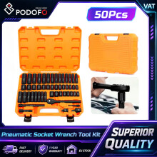 Podofo Kit d'outils à douille pneumatique 50 pièces, 3/8 pouce, métrique et SAE 8-22 mm avec boîte de rangement