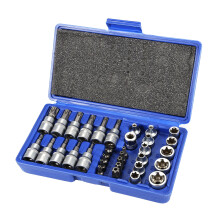 Coffret de 34 pièces Clés à Douille Torx, Acier Chrome Vanadium, pour Voiture et Moto