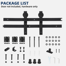 Schiebetür-Hardware-Set für 2 Türen, 36Inch, Schwerlast-Stahl, schwarz, für 4er-Klapptüren