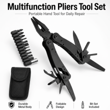 Pince multifonction pliable, lot d'embouts de tournevis avec pochette de transport en nylon, pour bricolage et camping