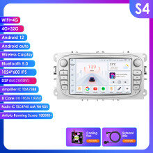 Hizpo autoradio, 7 inch Android, zilver, 8Core 4G 32G, met CarPlay en stuurwielbediening voor Ford