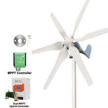 EKPAOWE Éolienne horizontale, 3000W, 24V, 6 pales, système hors réseau avec contrôle Dual MPPT