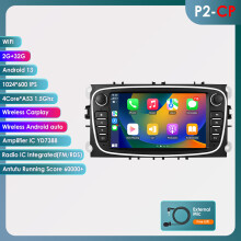 Hizpo autoradio, 7 inch Android scherm, zwart, 4Core 2G 32G, met CarPlay en stuurbekleding