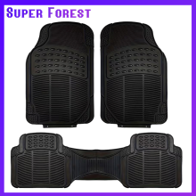 Lot de 3 tapis de sol pour voiture en caoutchouc noir, universels et durables