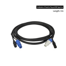ONBUY Powercon-Stecker und DMX-Signalleitung, 3 Meter, schwarz, Bühnenbeleuchtung