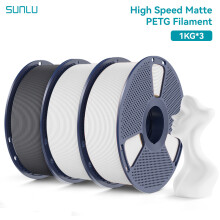 SUNLU Filament PETG Mat Haute Vitesse 1,75 mm, 1 kg, Blanc et Gris, Impression Rapide 600 mm/s