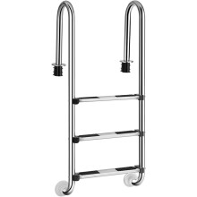 SOARS Escada para Piscina em Aço Inoxidável, 3 Degraus, Prata, 53 x 63 x 147 cm, Capacidade 150 kg