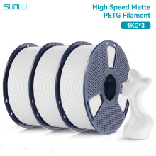 SUNLU Filament PETG Mat Haute Vitesse, 1,75 mm, Blanc, Impression Rapide 600 mm/s, Bobine de 1 kg