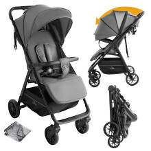 Poussette bébé 2 en 1 pliable et compacte, suspension fluide, grand panier, Gris