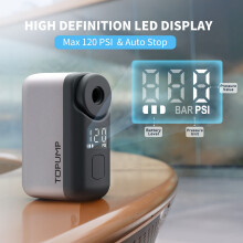 TB2PRO Mini Fahrradreifenpumpe, kabellos mit LED-Display, 120 PSI, 450mAh Akku