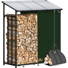 Gardebruk estante para lenha exterior XXL, aço, capacidade 2,3 m3, com telhado e pés ajustáveis