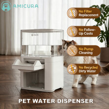 Amicura NewA10 Fontaine à eau automatique 4L, rechargeable 4000mAh, sans fil, pour chats et chiens