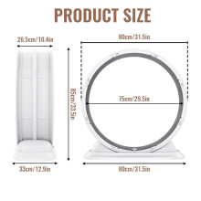 Roue de tapis roulant pour chat, 85x80x33 cm, blanc, avec tapis de grattage et roulements silencieux
