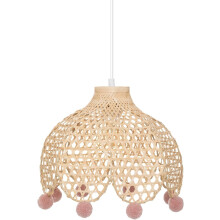 Lâmpada de teto pendente em bambu, modelo acampanado, 28 cm de diâmetro, para quarto de criança