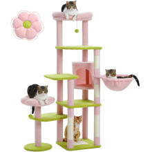 Cactus kattenboom, multi-niveau met krabpaal, hangmat en condo, voor binnen gebruik