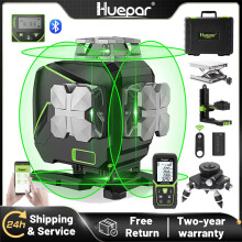 Huepar S04CG 4D laserwaterpas, 16 groene lijnen, LCD-scherm, Bluetooth en afstandsbediening