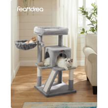Feandrea krabberboom voor katten, 48x48x96 cm met platform en grot, lichtgrijs
