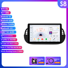 Hizpo 2Din autoradio voor FIAT 500 2007-2014, 9 inch scherm, draadloos CarPlay, 8G RAM, 128G opslag, GPS