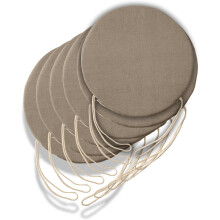 Conjunto de 6 almofadas redondas para cadeira de cozinha, tecido, bege, diâmetro 40 cm, com capa removível