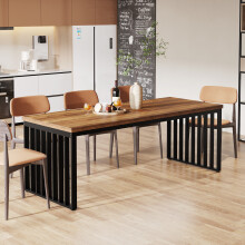 Tribesigns eettafel, 180 cm, rechthoekig, bruin en zwart, robuust metalen frame voor 4-6 personen