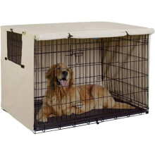 Capa universal para jaula de cão, poliéster Oxford 210D, impermeável e resistente ao sol, bege, 79x50,8x53cm