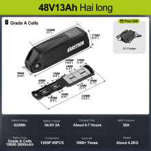 Tongsheng TSDZ2B motorkit, 48V 500W, 48V13Ah Hailong, voor BB 68-73mm, remhendel, 42T, EKD01 display