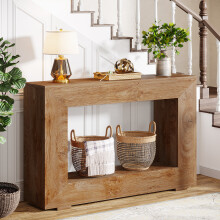 Tribesigns boerderij consoletafel, beige, met opbergruimte voor entree en woonkamer