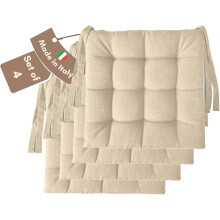 Conjunto de 4 almofadas para cadeiras de cozinha, 40 x 40 x 6 cm, tecido resistente, exterior e jardim, Branco Pérola