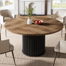 Tribesigns ronde eettafel, 120 cm, zwart, MDF met metalen onderstel, voor 4-6 personen
