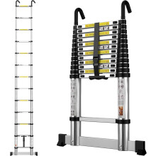 Gymount escada telescópica de alumínio, 3,8m, 13 degraus, capacidade 150 kg, para manutenção doméstica