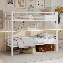 Space Wonder stapelbed, wit, 90x190cm, metalen frame met vangrail en antislip trap