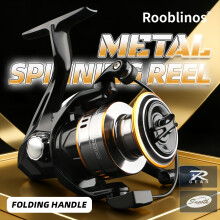ROOBLINOS Moulinet de pêche à la ligne Série 5000, Bobine en aluminium, Poignée pliable