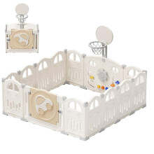 Babybox, opvouwbare speelruimte van kunststof, activiteitencentrum met pen en basketbalring voor baby's